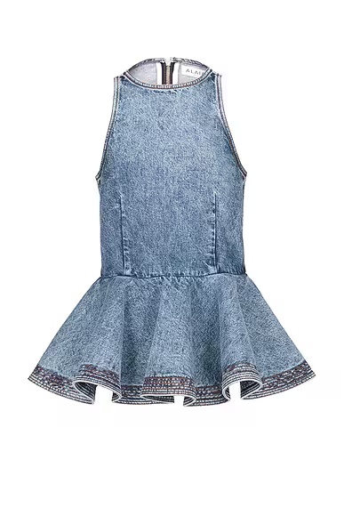 ALAΪA Peplum Top Bleu Neige