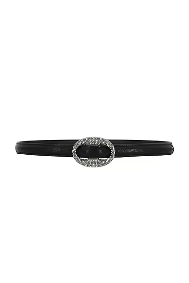 Boucle Ovale Belt Noir, Silver, Crystal, & Black