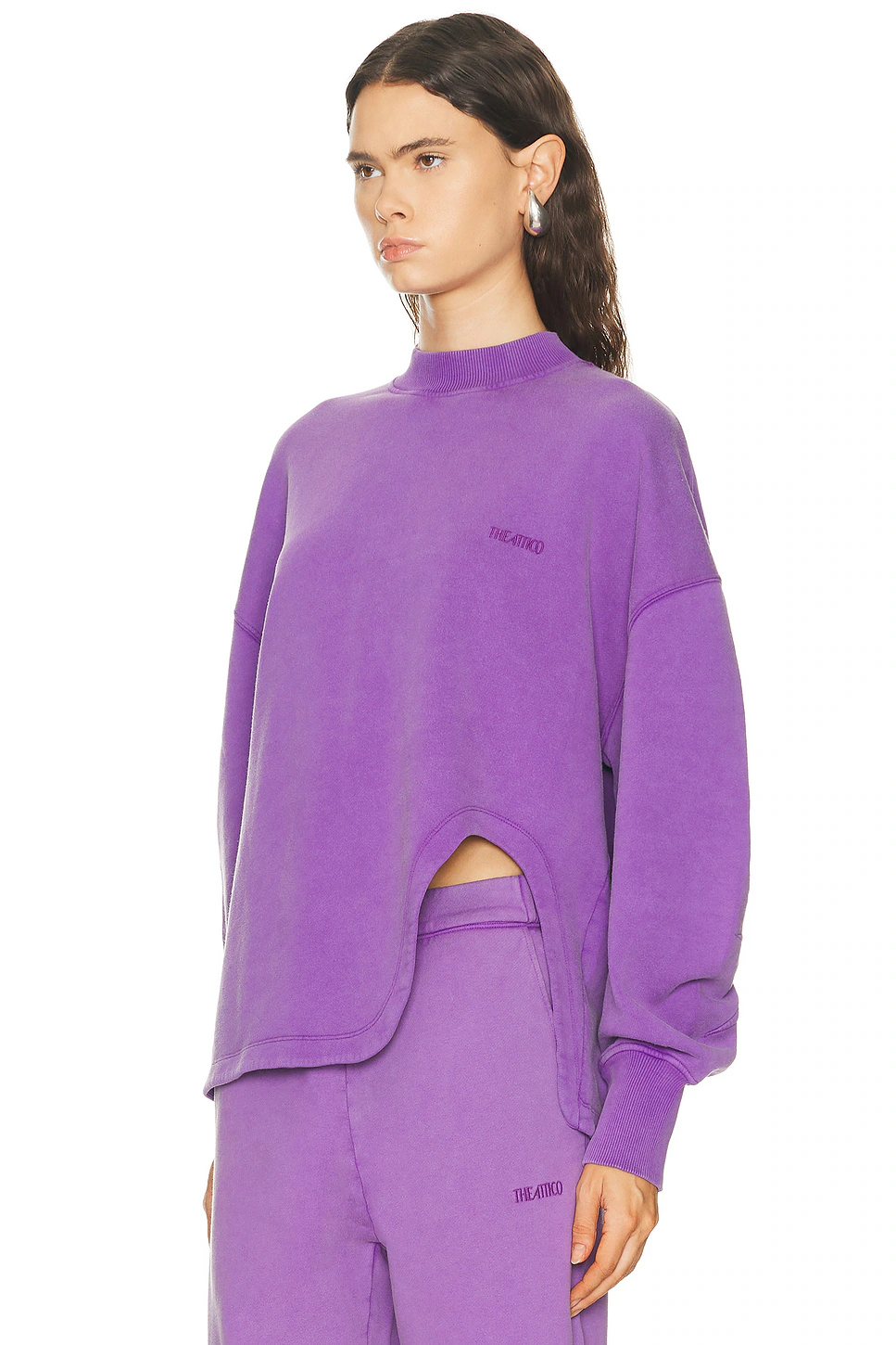 Side Slit Sweatshirt Purple