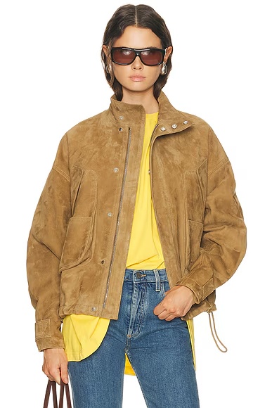 Suede Bomber Jacket Sand
