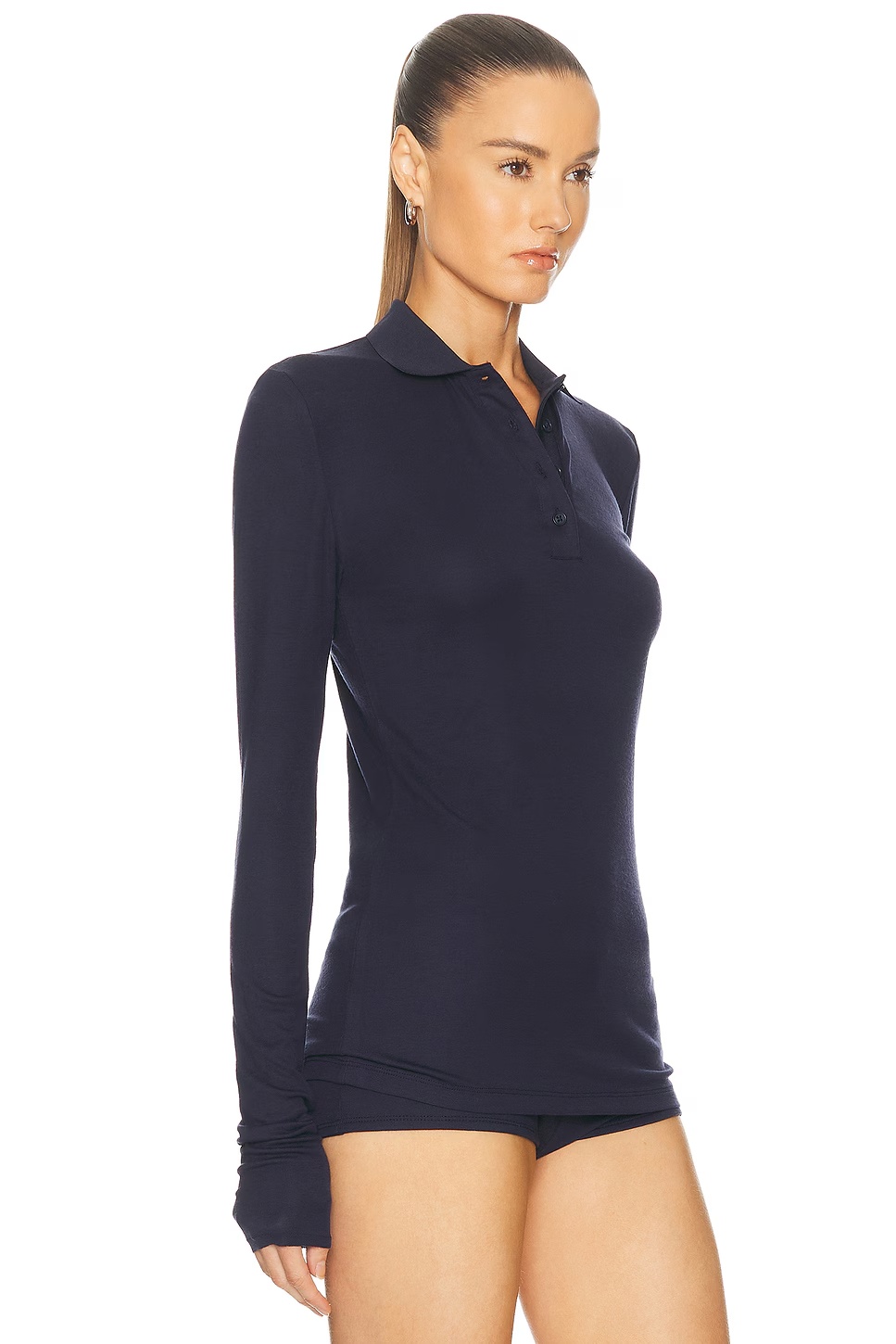 Long Sleeve Polo Top Ink