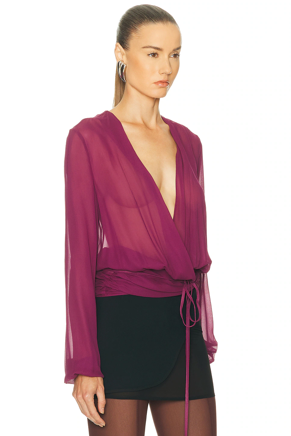 Deep V Blouse Plum