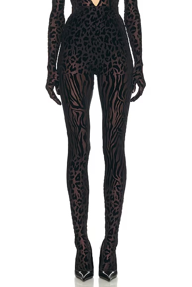Animal Print Burnout Stocking Black
