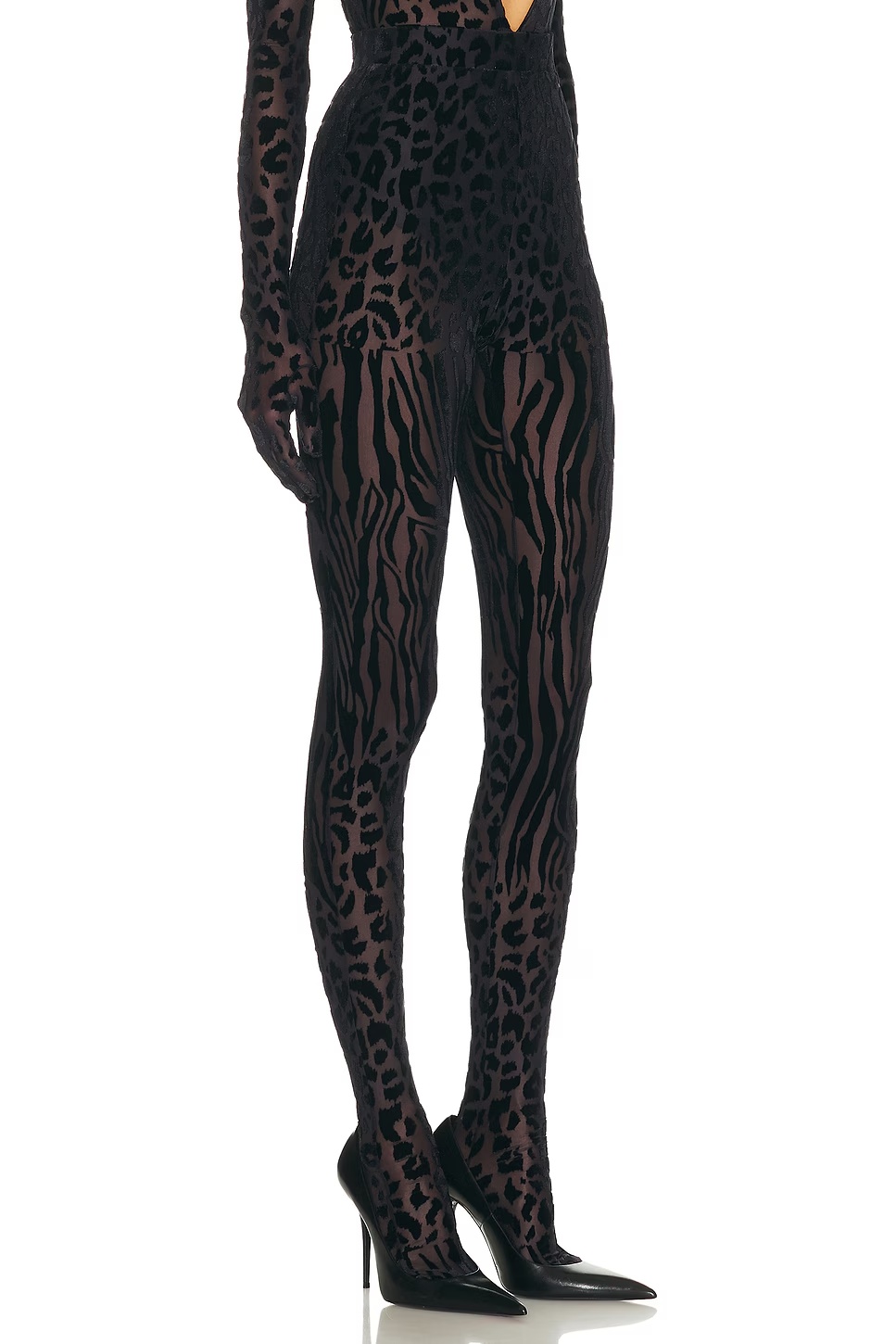 Animal Print Burnout Stocking Black