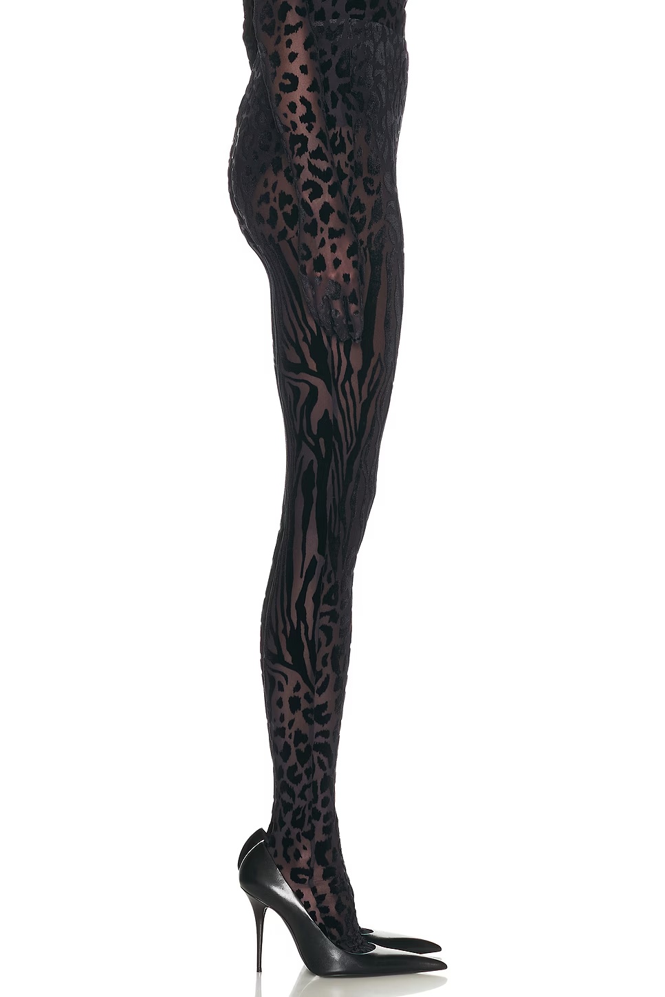 Animal Print Burnout Stocking Black