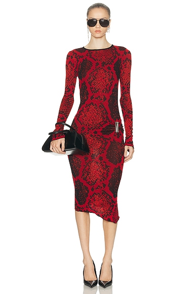 Python Midi Dress Red