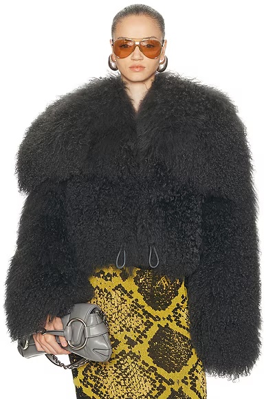 Fur Bomber Jacket Grey