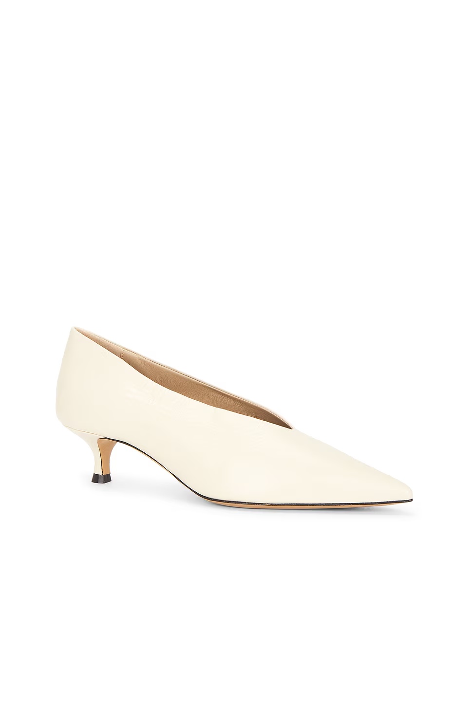 Babouche Leather Kitten Heel Ecru