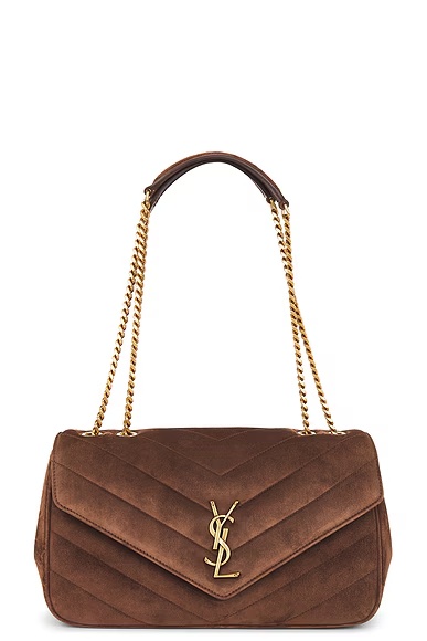 Medium Loulou Chain Bag Bark Brown