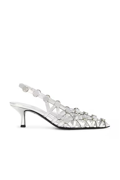 Grid Slingback Pump Silver