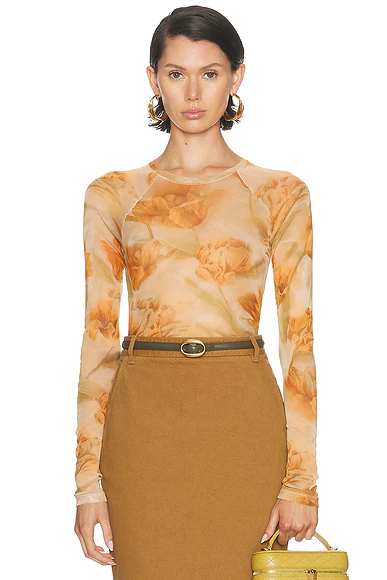 Long Sleeve Top Mastic, Orange, & Kaki