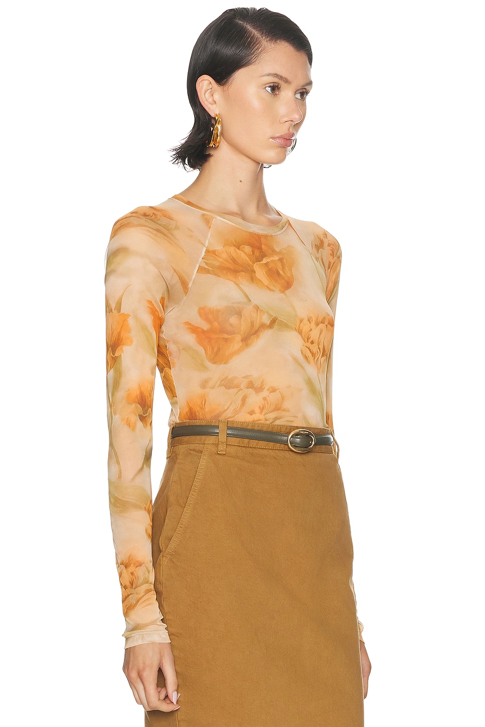 Long Sleeve Top Mastic, Orange, & Kaki