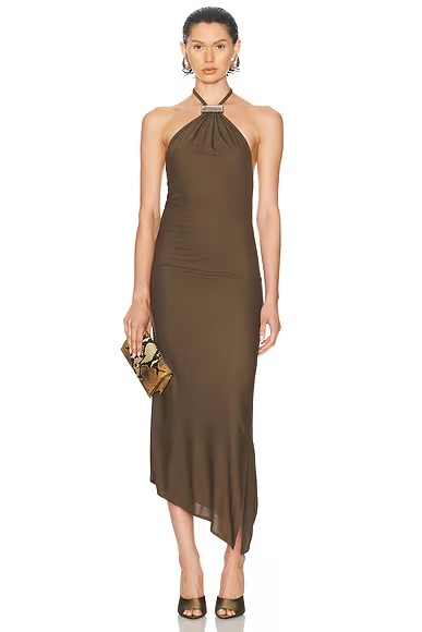 Halter Neck Gown Military Green