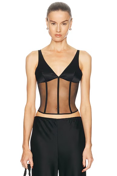 Soie Corset Tank Top Black