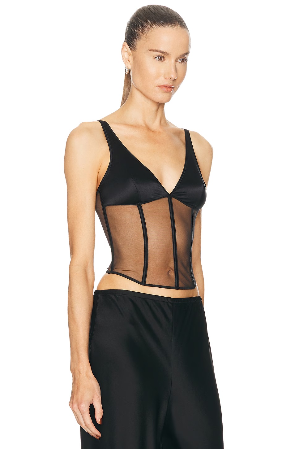 Soie Corset Tank Top Black