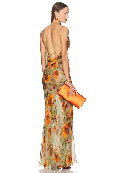 Slip Dress Lichen, Orange, & Vert
