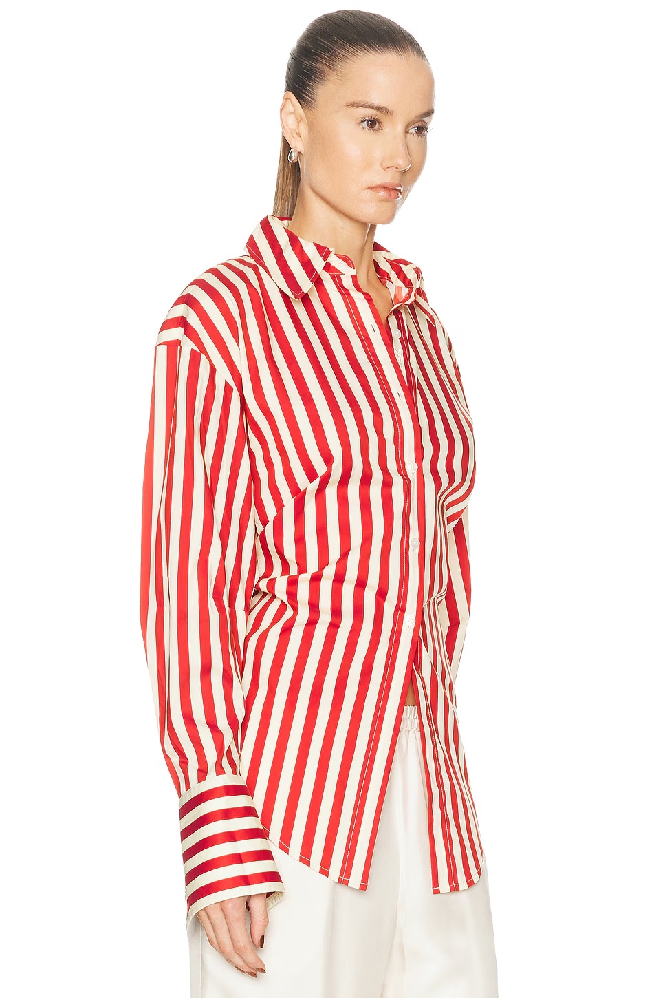 Loch Poplin Button Up Top Venetian Red Stripe