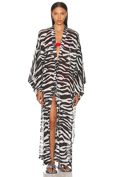 Zebra Printed Caftan White & Black
