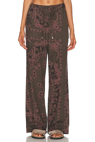 Bandana Printed Long Pant Military Green