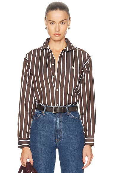 Stripe Shirt 1705 Dark Brown & White