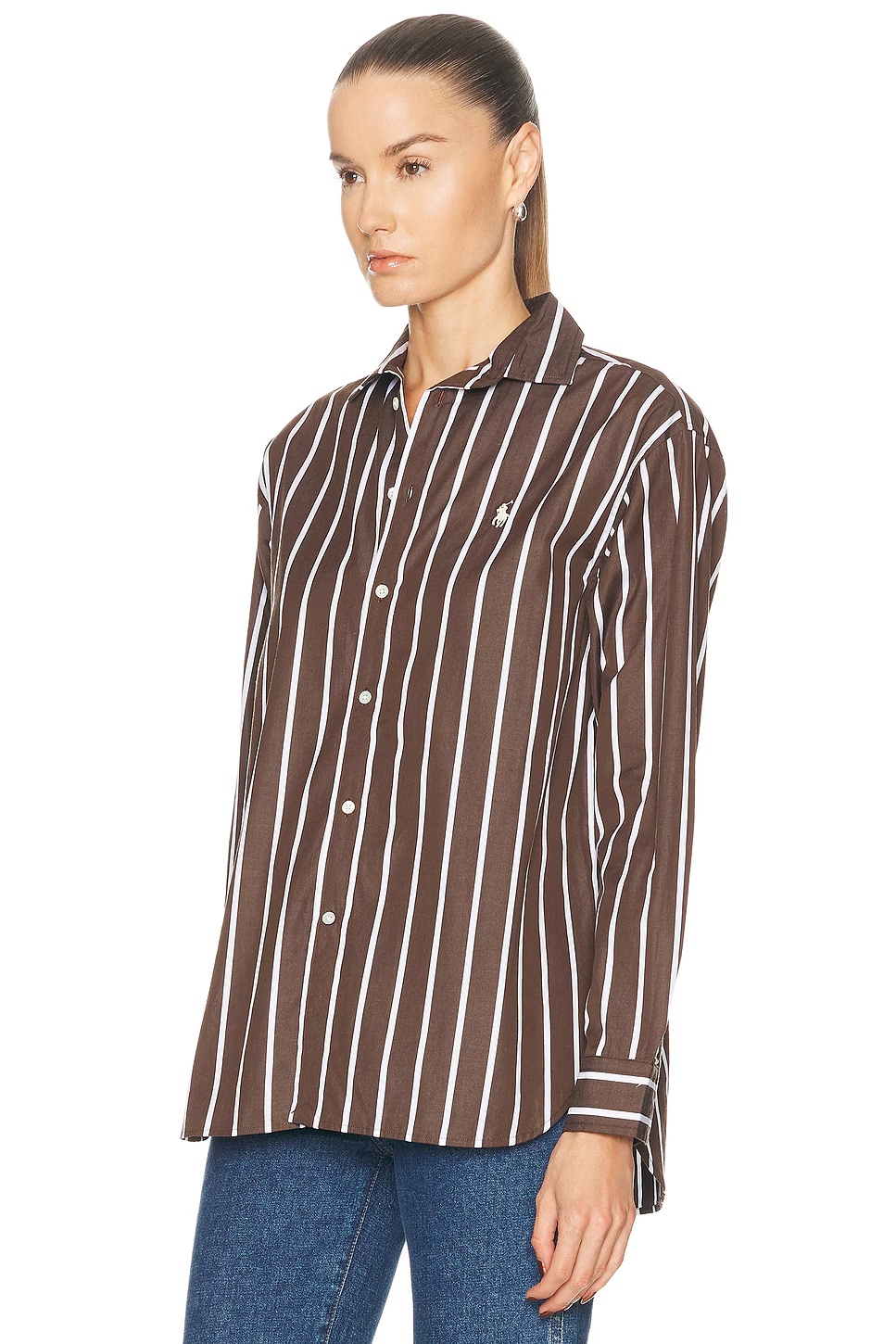 Stripe Shirt 1705 Dark Brown & White