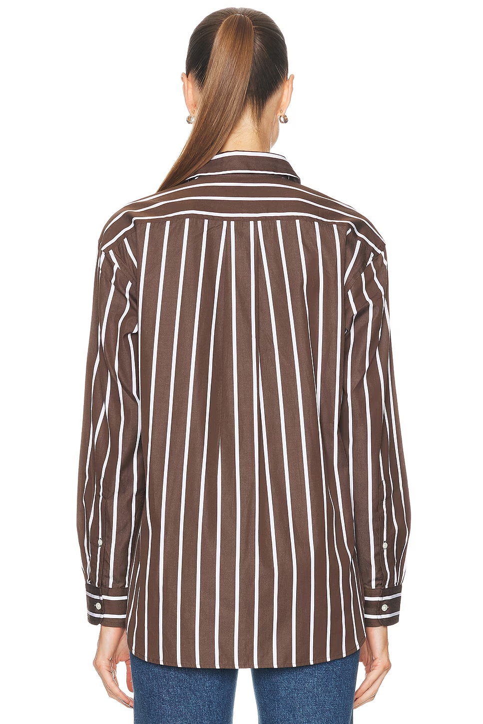 Stripe Shirt 1705 Dark Brown & White