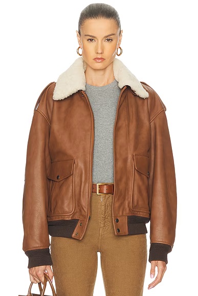 Aviator Jacket Marron Terracotta & Noir