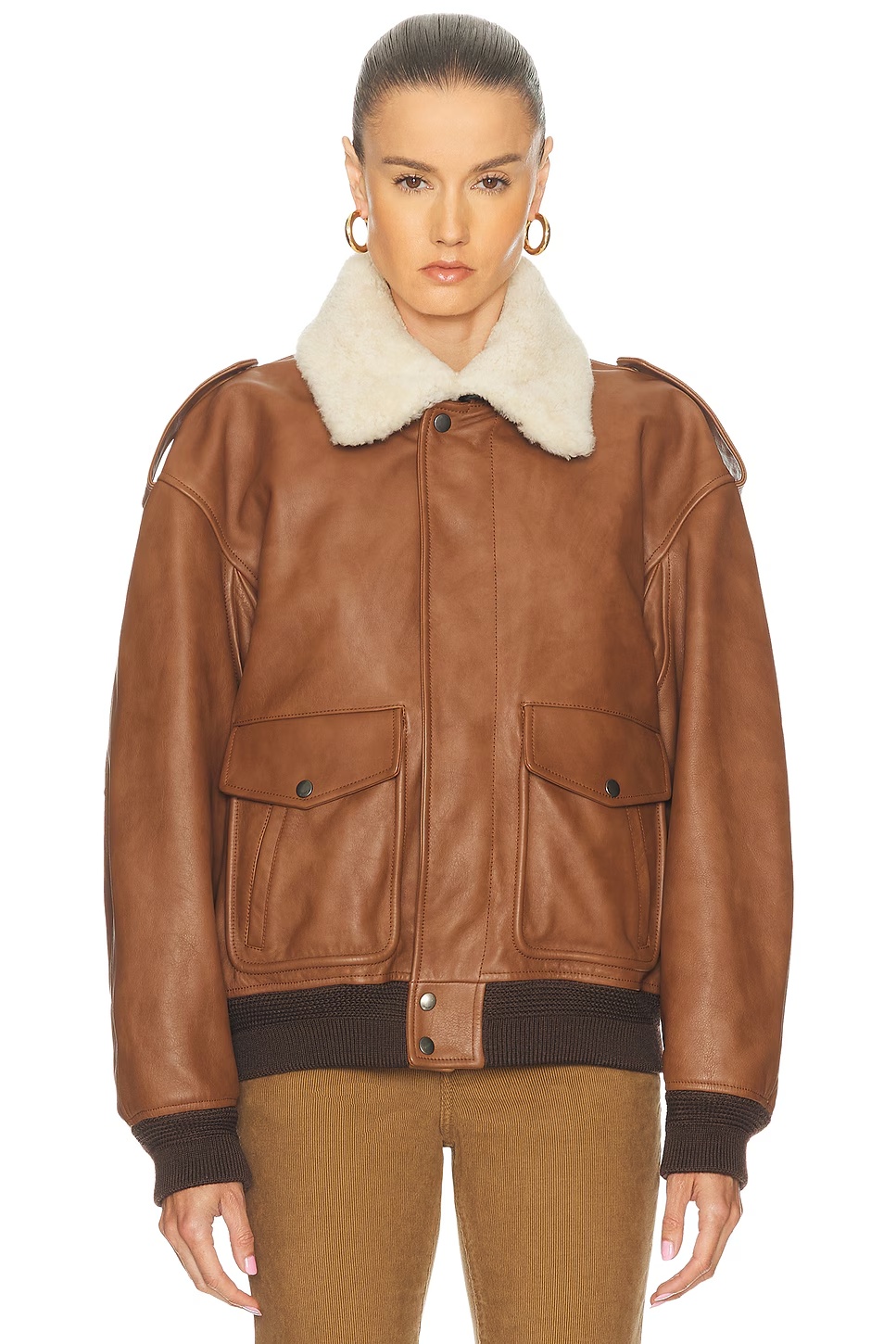 Aviator Jacket Marron Terracotta & Noir