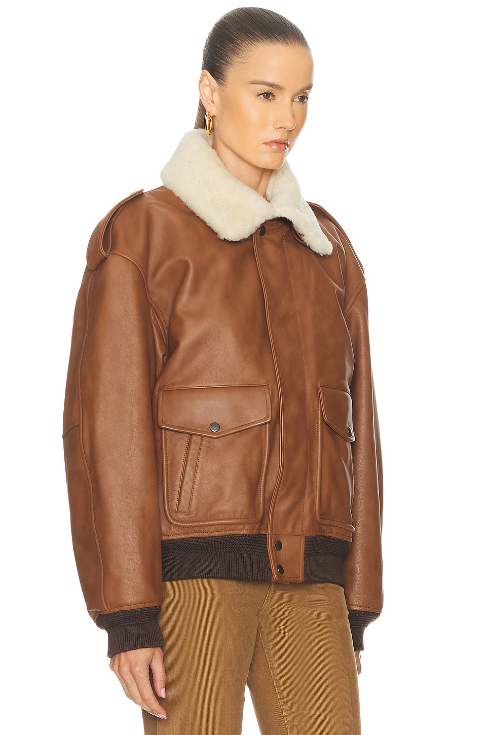 Aviator Jacket Marron Terracotta & Noir