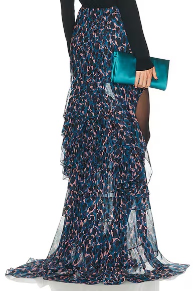 Long Skirt Bleu Rose Noir