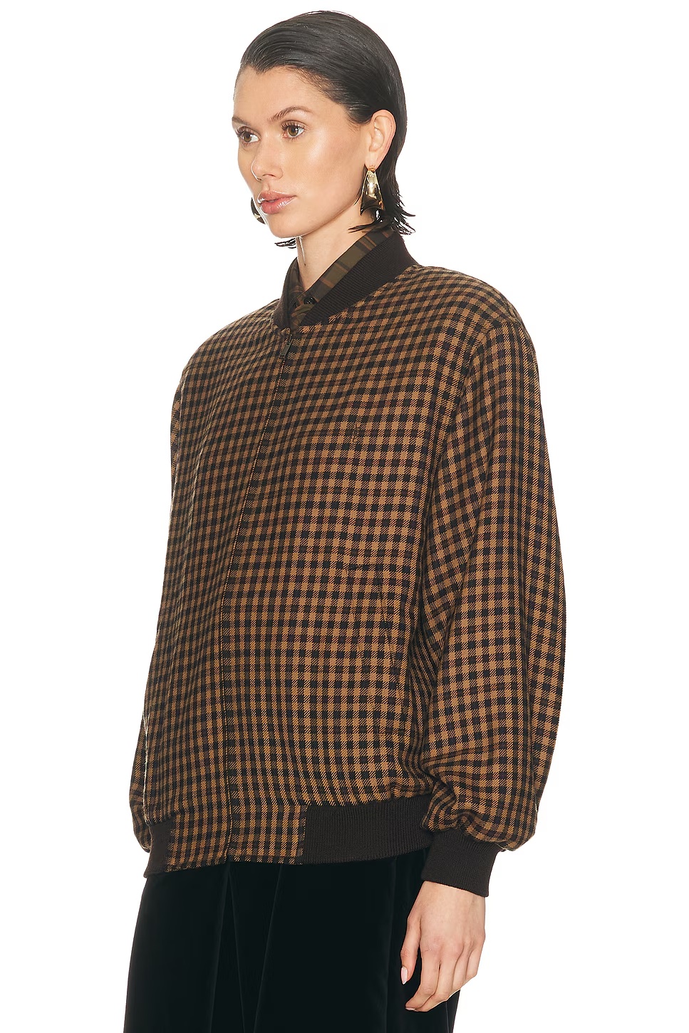 Bomber Jacket Beige Noir Multicolore