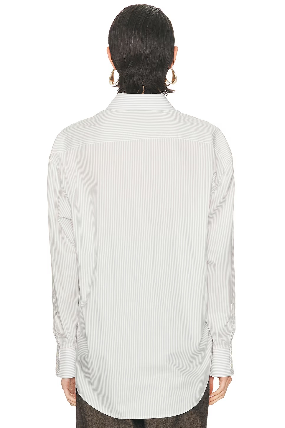 Button Up Top Blanc Gris