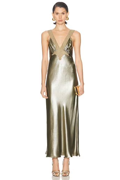 Long Dress Kaki Argent
