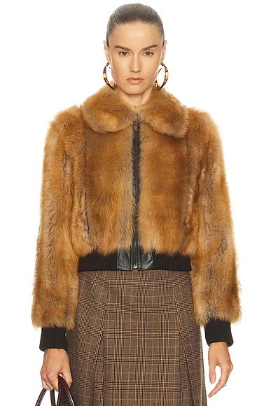 Fur Jacket Chamois & Gris Clair