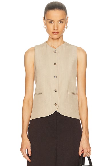 Paco High Neck Tailored Vest Beige