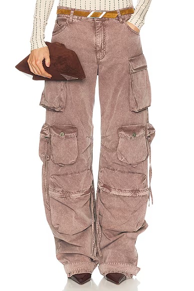 Wide Leg Cargo Pant Washed Mauve