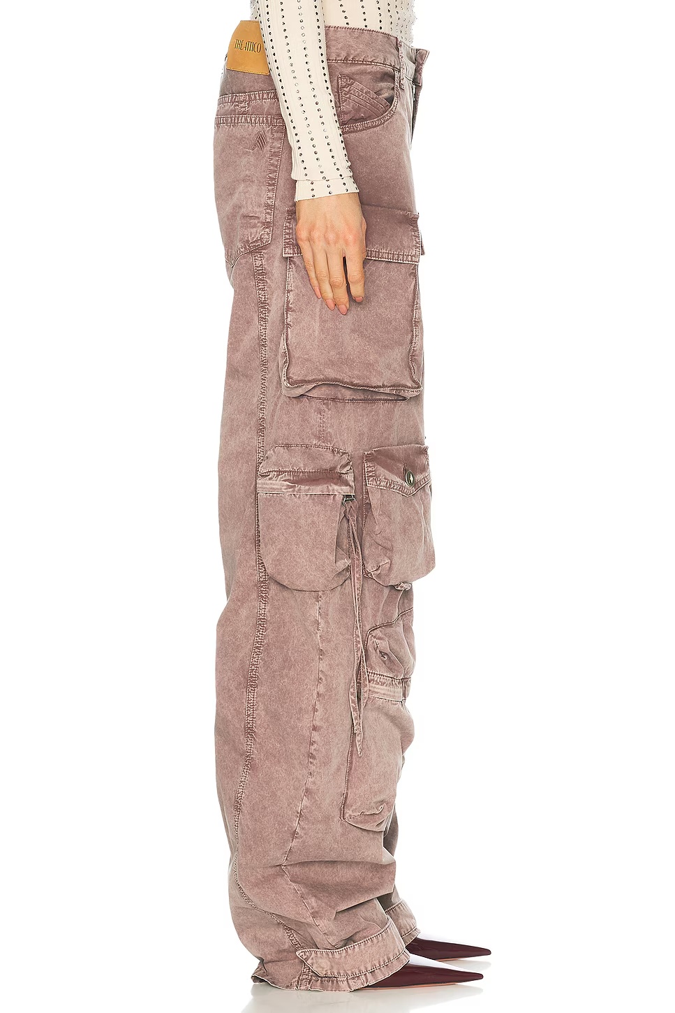 Wide Leg Cargo Pant Washed Mauve