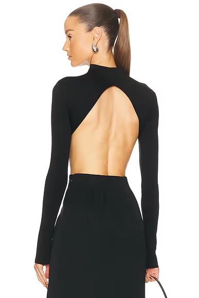 Cropped Long Sleeve Top Black