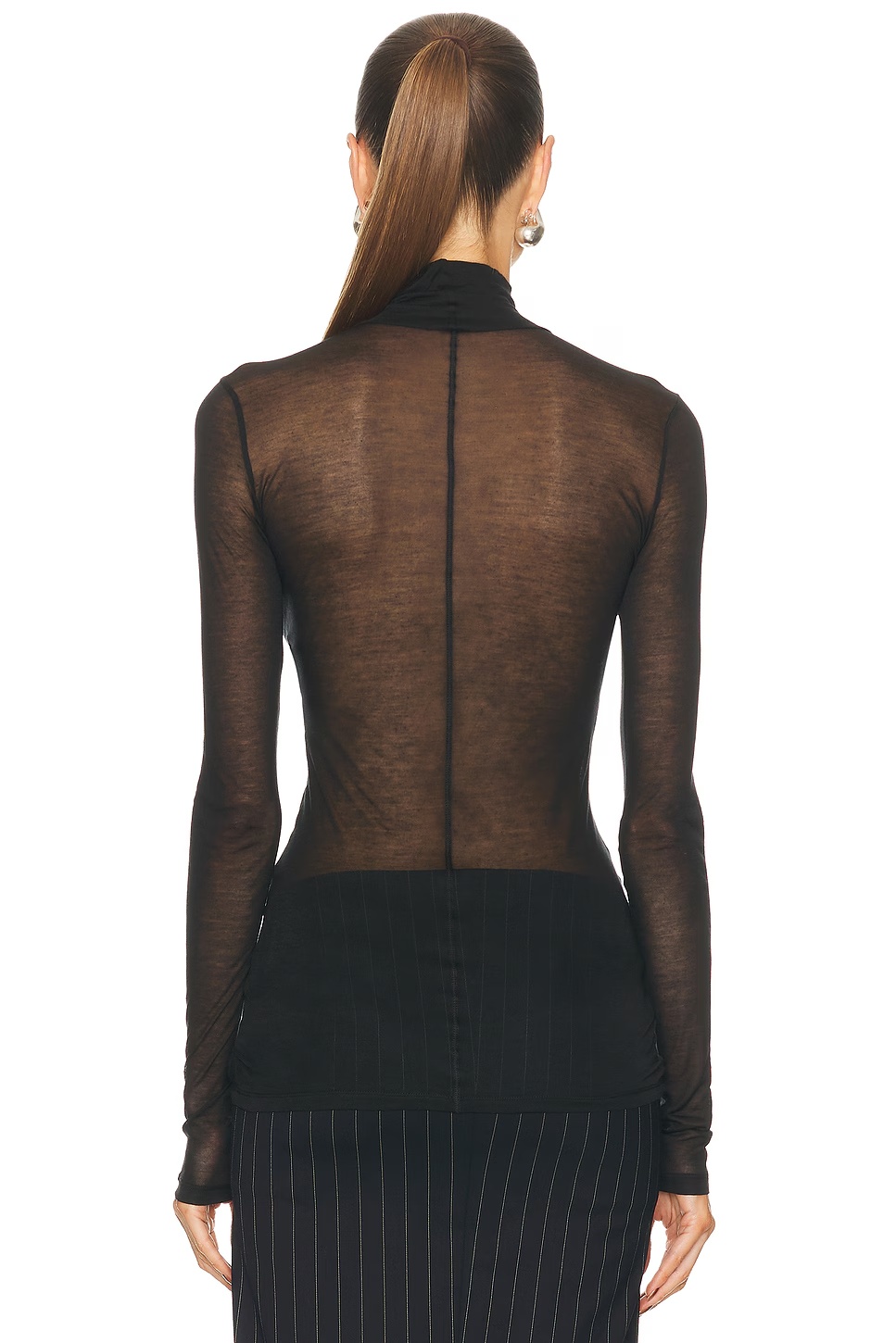 Turtleneck Jersey Top Black