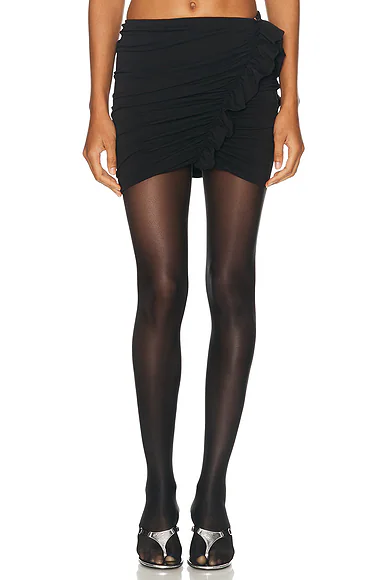 Ruched Mini Skirt Black