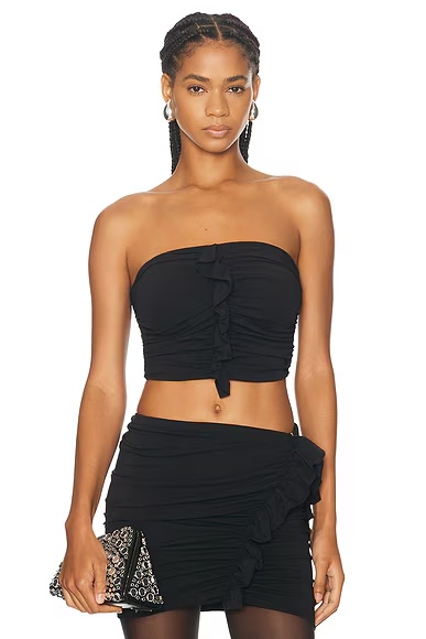 Ruched Strapless Top Black