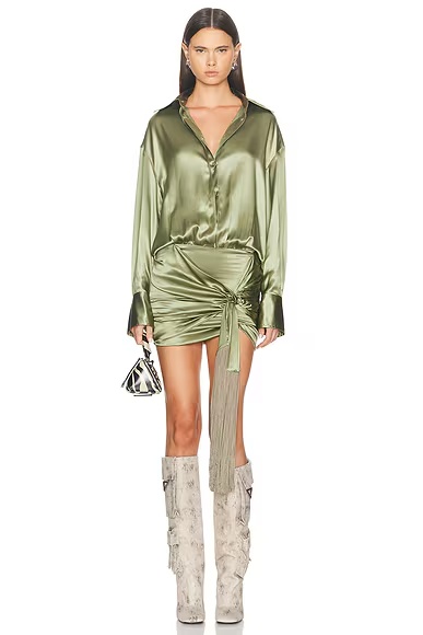 Mini Shirt Dress Sage Green