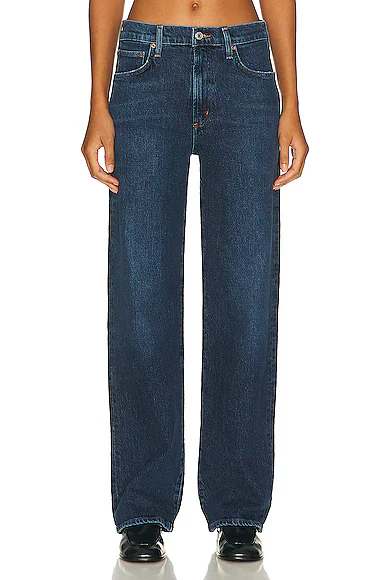 Harper Mid Rise Relaxed Straight Jeans Tempo