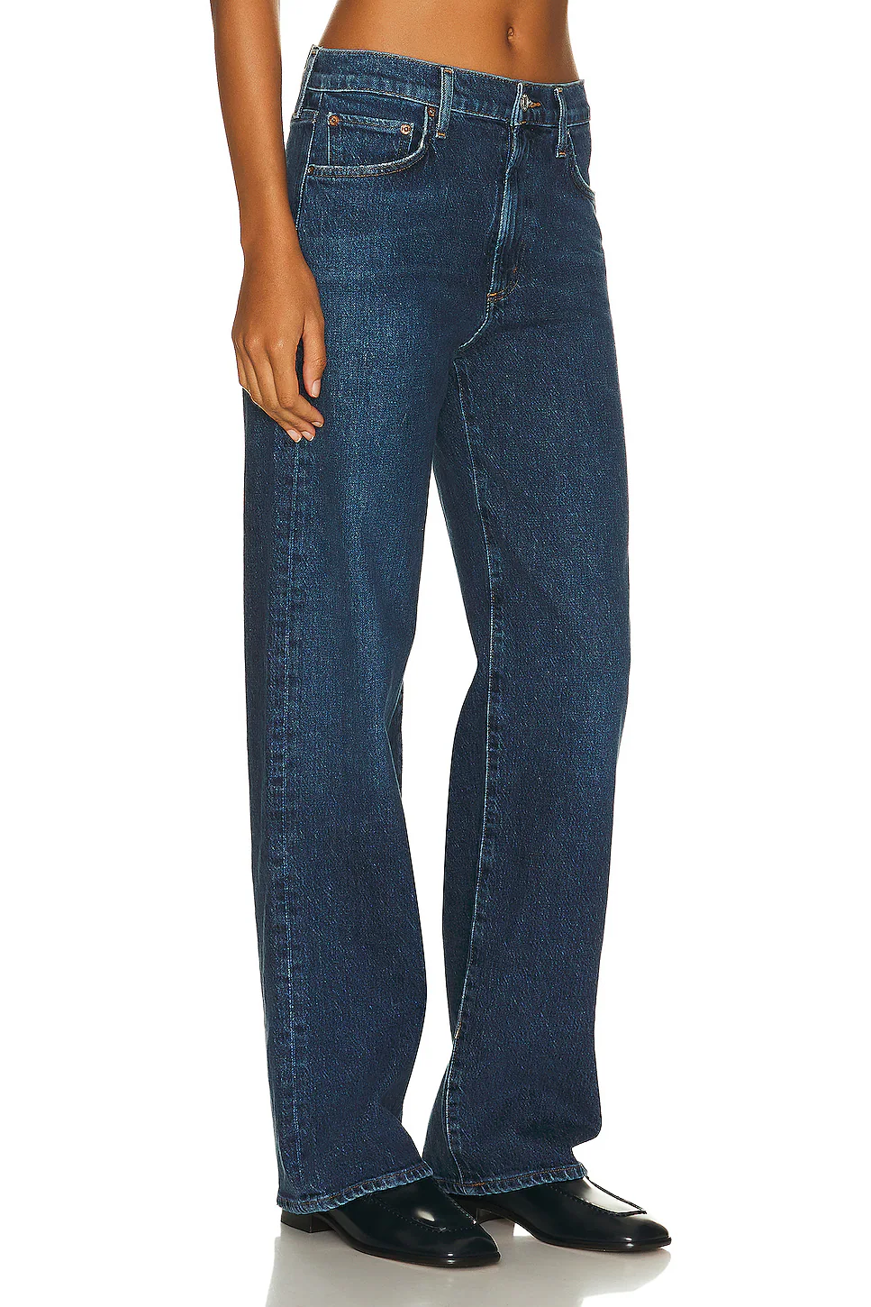 Harper Mid Rise Relaxed Straight Jeans Tempo