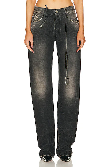 Denim Straight Leg Jeans Dark Grey & Sand