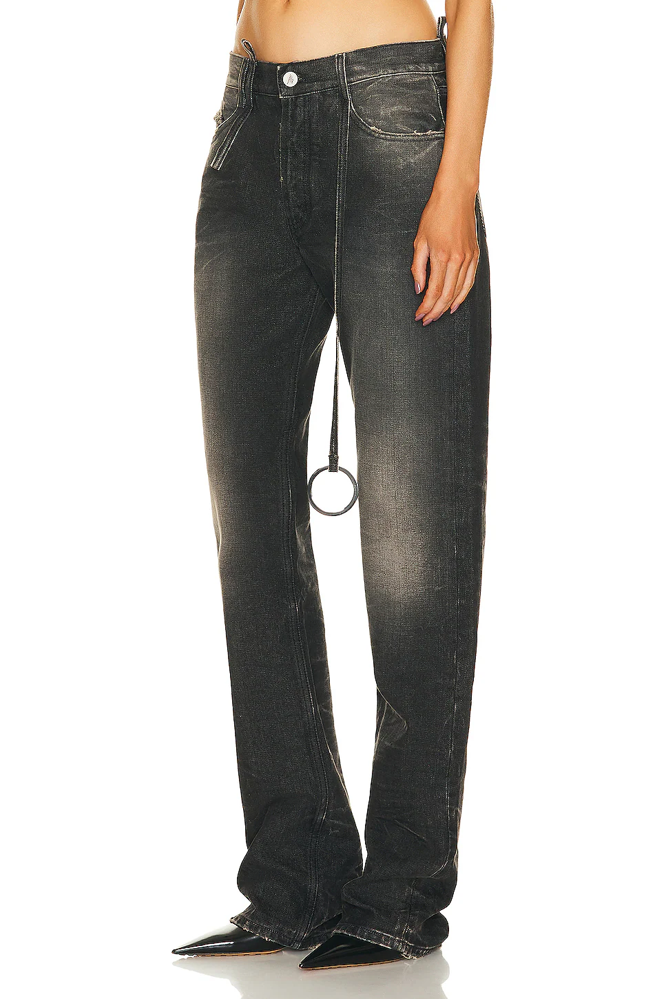 Denim Straight Leg Jeans Dark Grey & Sand