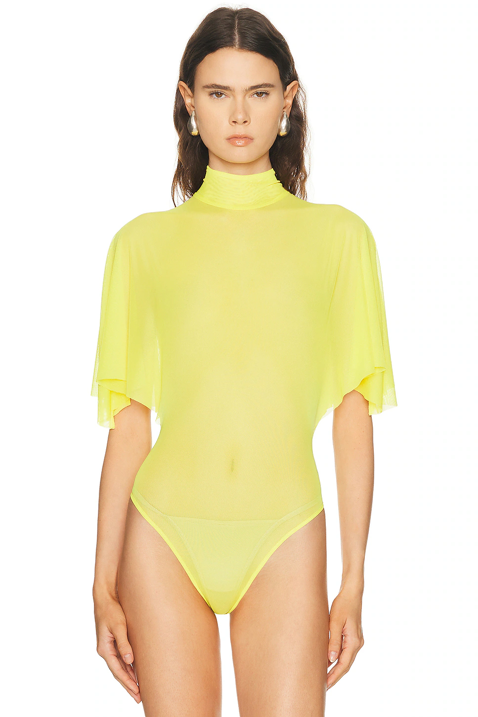 Draped Sleeve Bodysuit Yellow