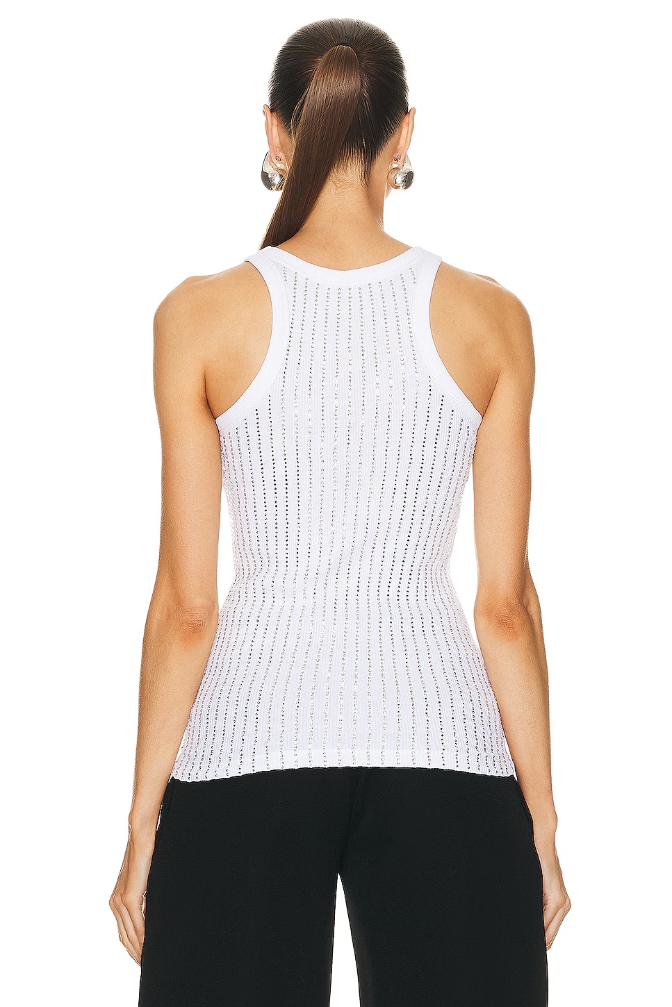 Hotfixed Crystal Tank Top White