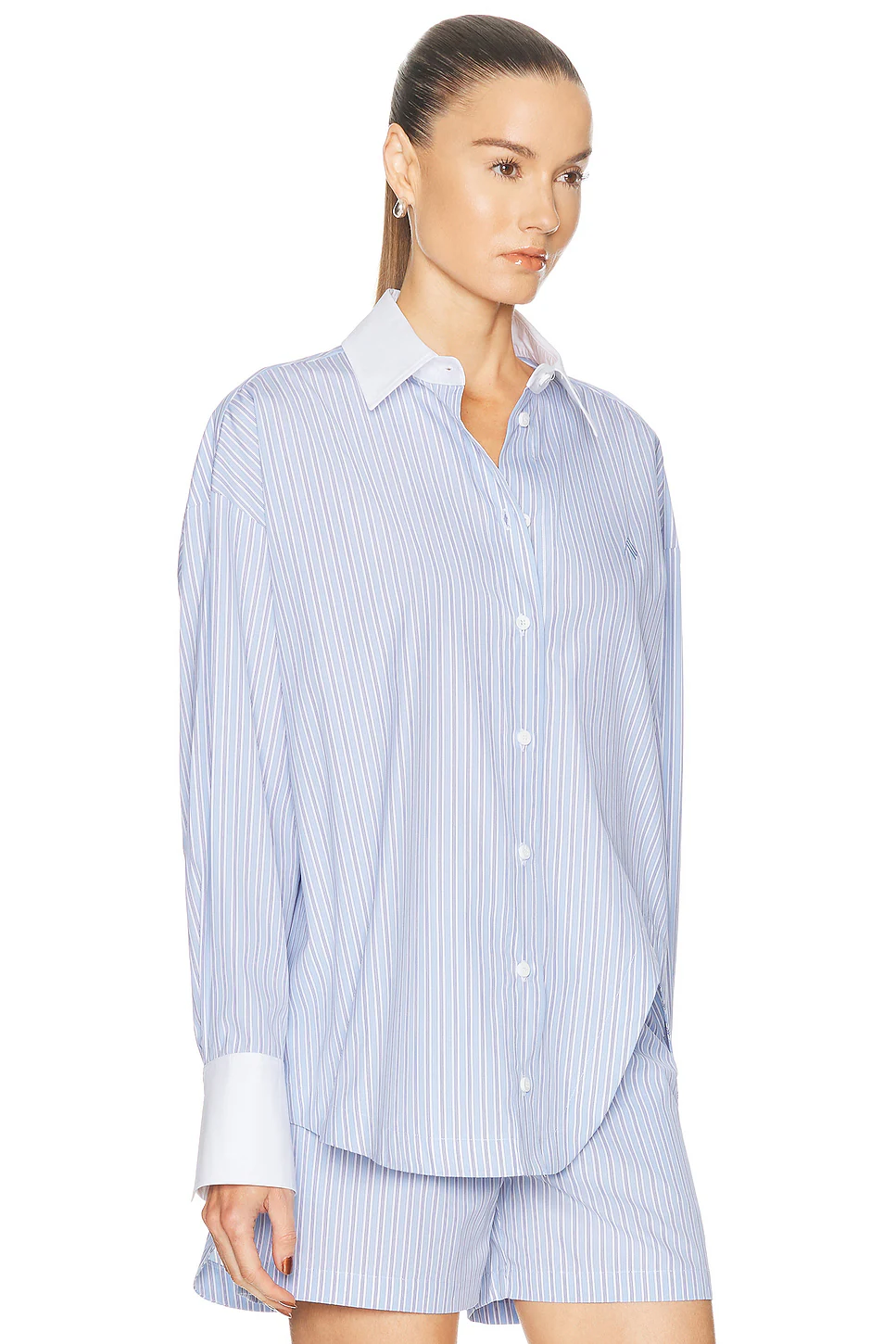 Striped Button Down Shirt Light Blue & White