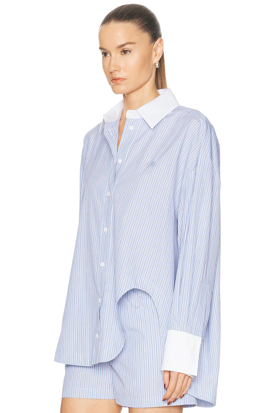Striped Button Down Shirt Light Blue & White